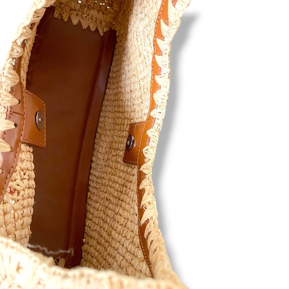 STAUD Moon Raffia Bag Natural Raffia Handbag Purse Standard Size Summer Resort - Picture 11 of 13